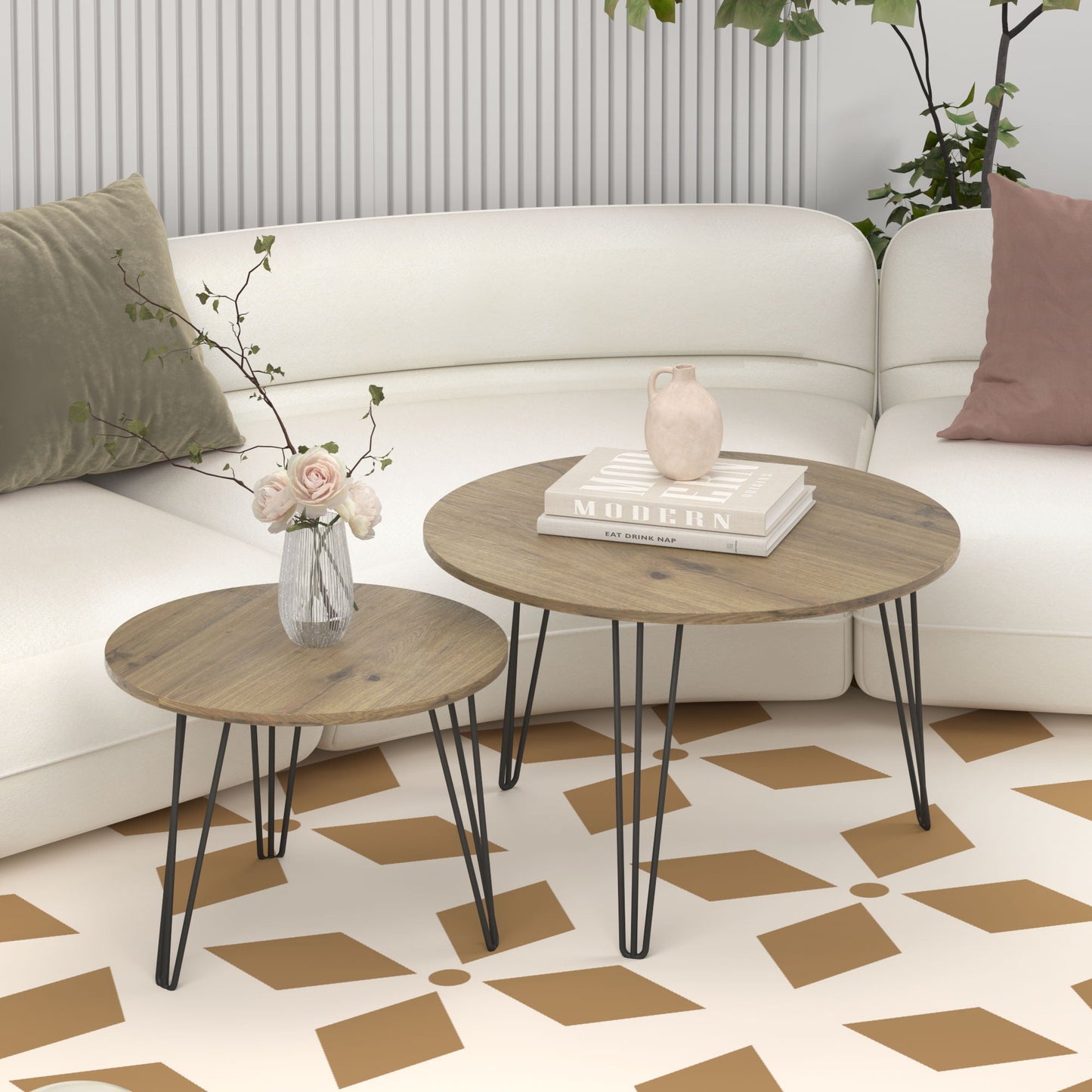 Round Nesting Coffee Table For Living Room (Set of 2)