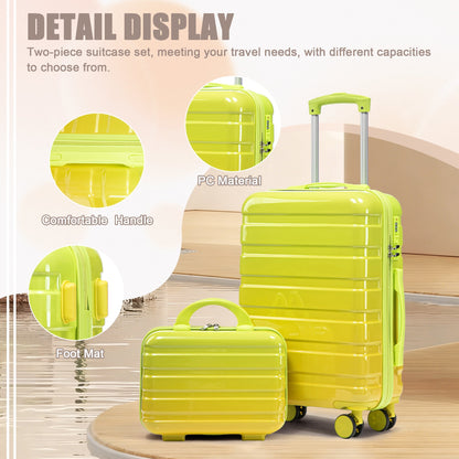 14'/20' 2-Piece PC Spinner Wheel Luggage Set with Gradient Color and Lock