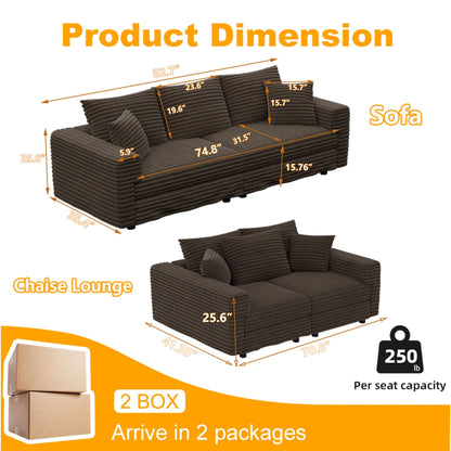 4 Seat Modern Comfy Upholstered Sofa Cloud Couch