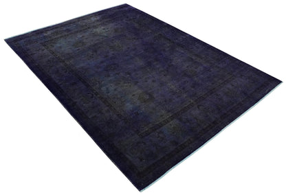8.4x11.5 Overdyed Royal Dark Purple Hand Knotted Traditional Oushak Wool Area Rug