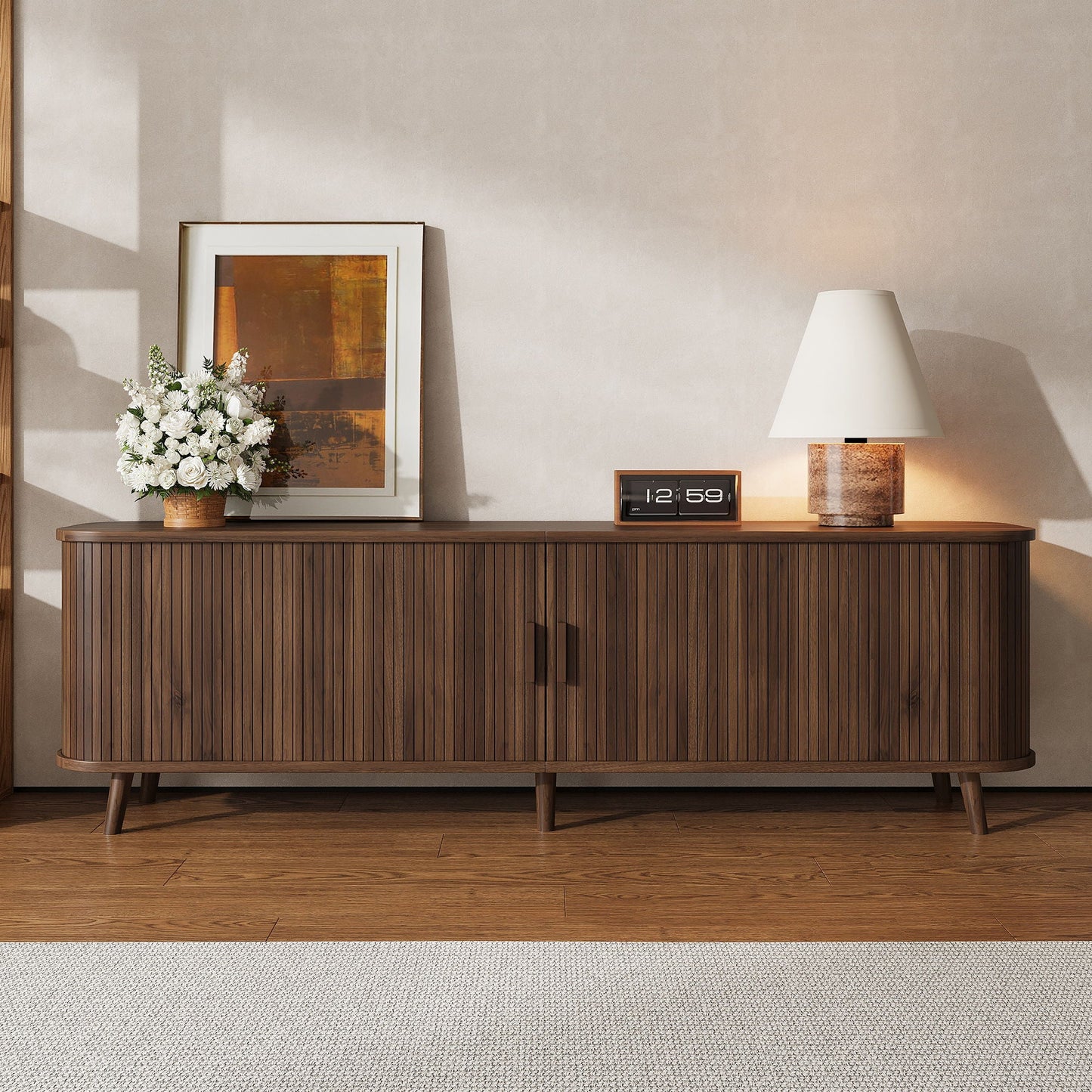 70" TV Stand, Media Center With Ample Storage - Dark Brown
