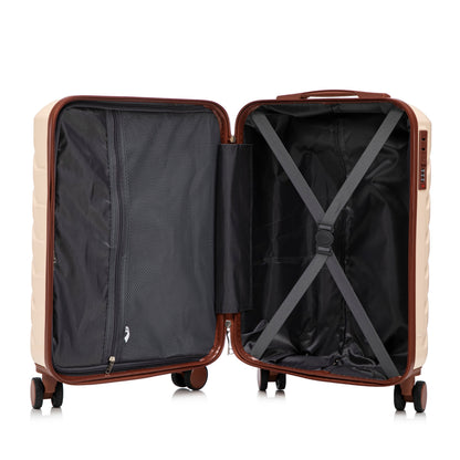 14'/20' 2-Piece Beige ABS Spinner Wheel Luggage Set