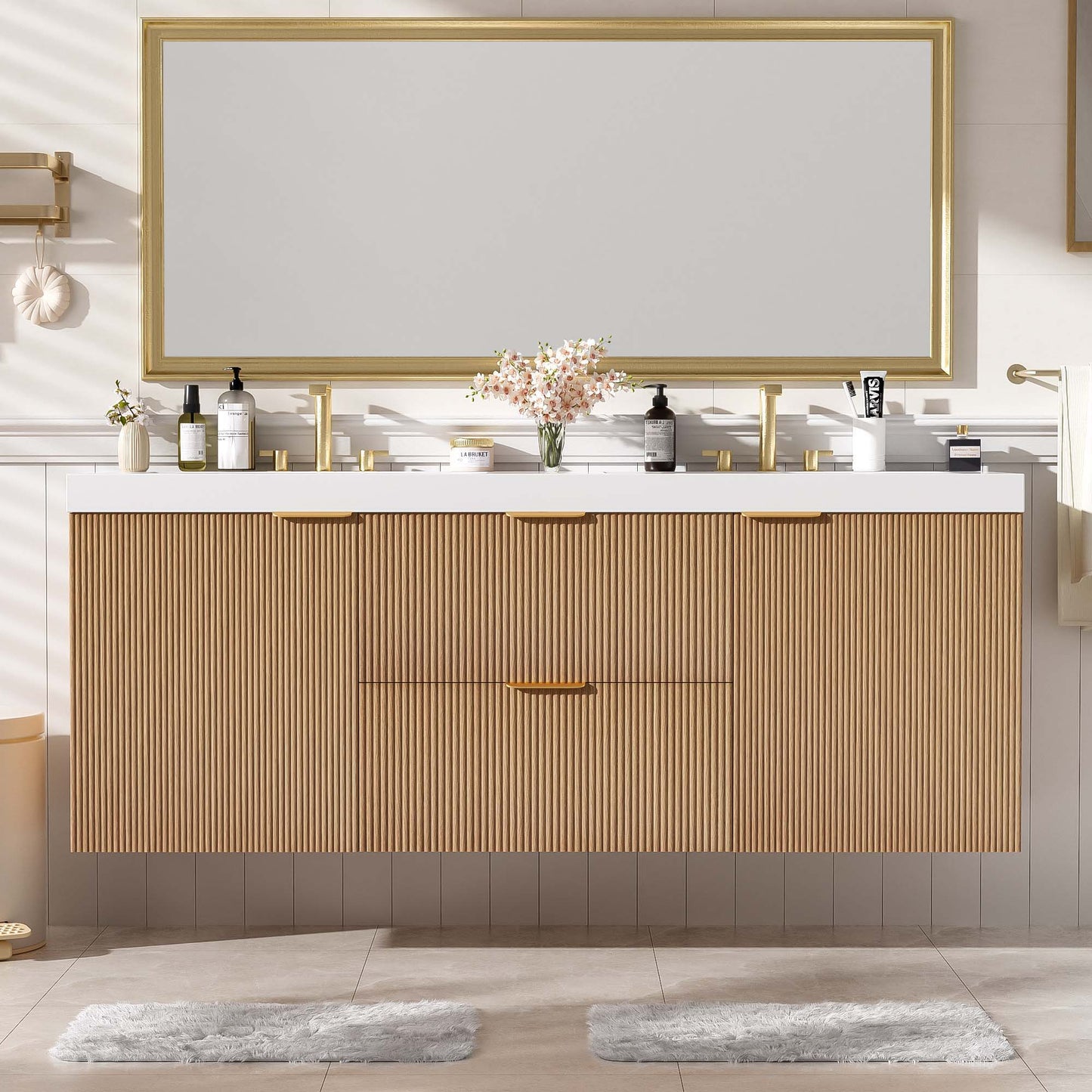 Modern Wall Mounted Bathroom Vanity, Soft Close Doors