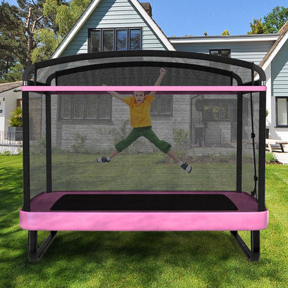 6 FT Kids Trampoline with Swing and Horizontal Bar Small Rectangle Trampoline