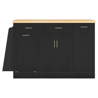 Kitchen Sideboard With Sliding Door Cabinet, 3 Tier Spice Rack