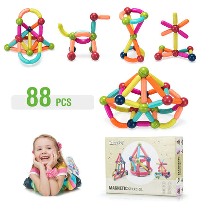 88 Pieces Magnetic Balls and Rods Set Building Blocks Set For Kids over 3 Years
