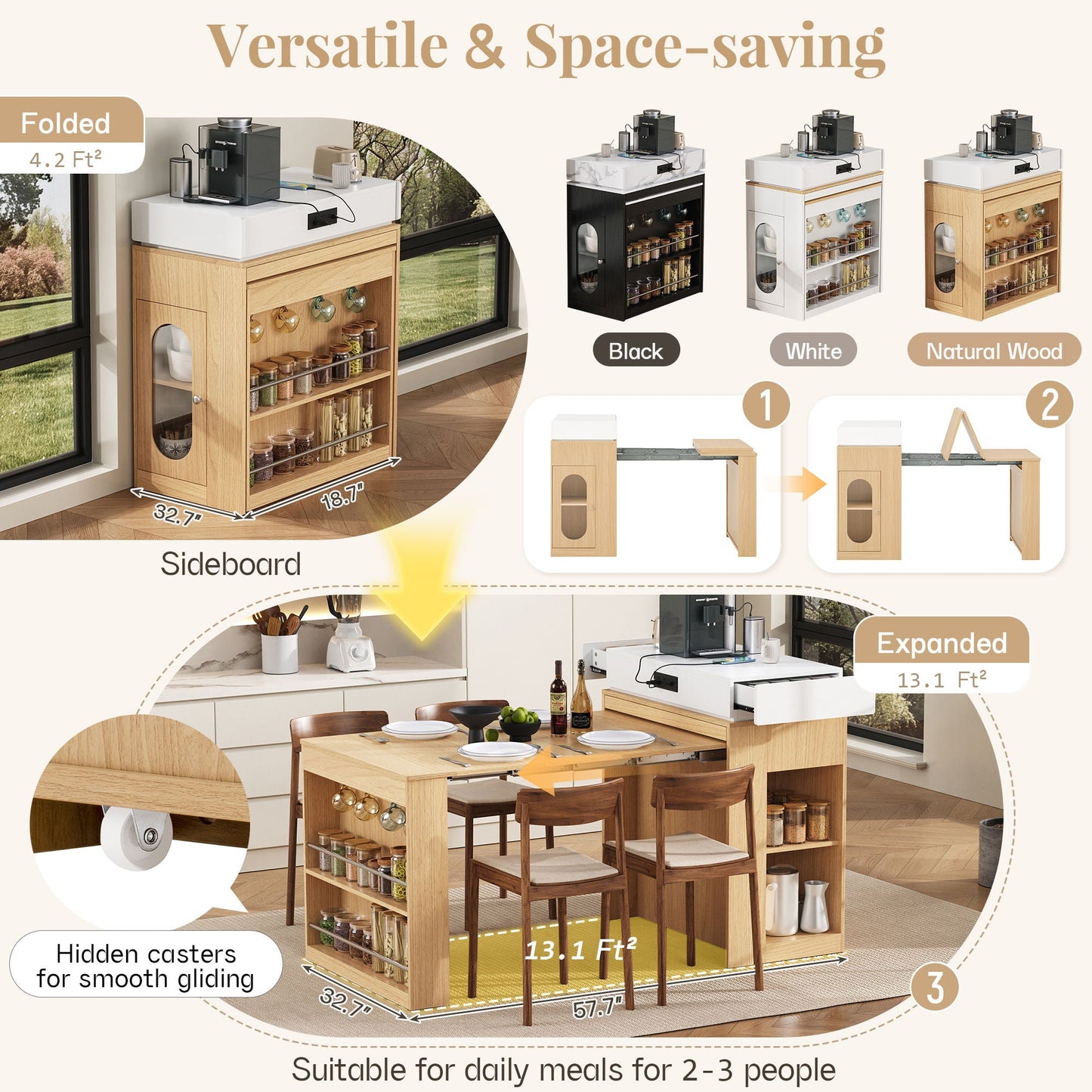 Extendable Dining Table With Folding Top
