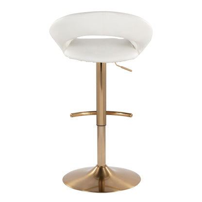 Posh - Contemporary / Glam Adjustable Barstool With Swivel With Rounded T Footrest (Set of 2)