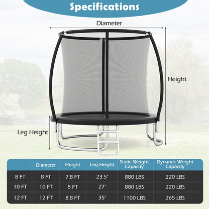 8FT Outdoor Heavy-Duty Recreational Trampoline