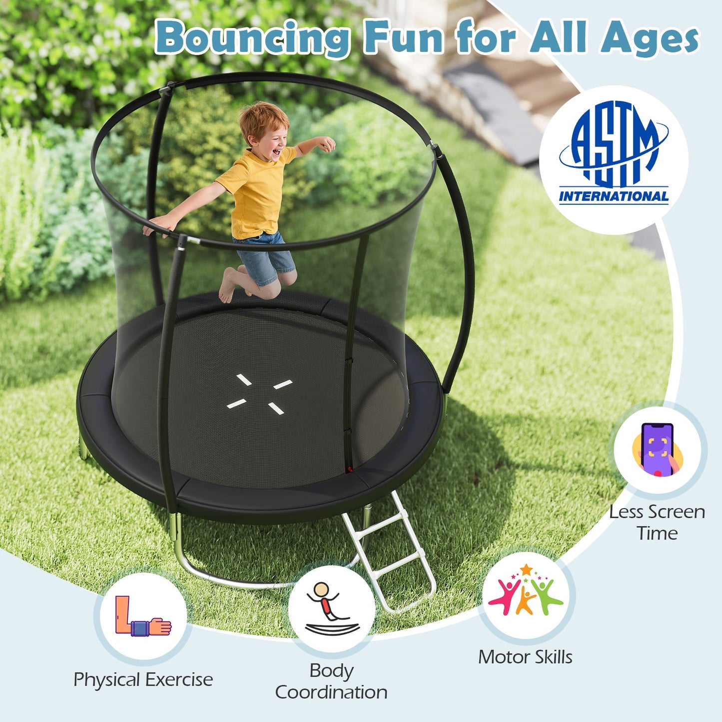 8FT Outdoor Heavy-Duty Recreational Trampoline