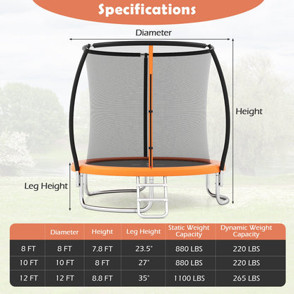 8FT Outdoor Heavy-Duty Recreational Trampoline