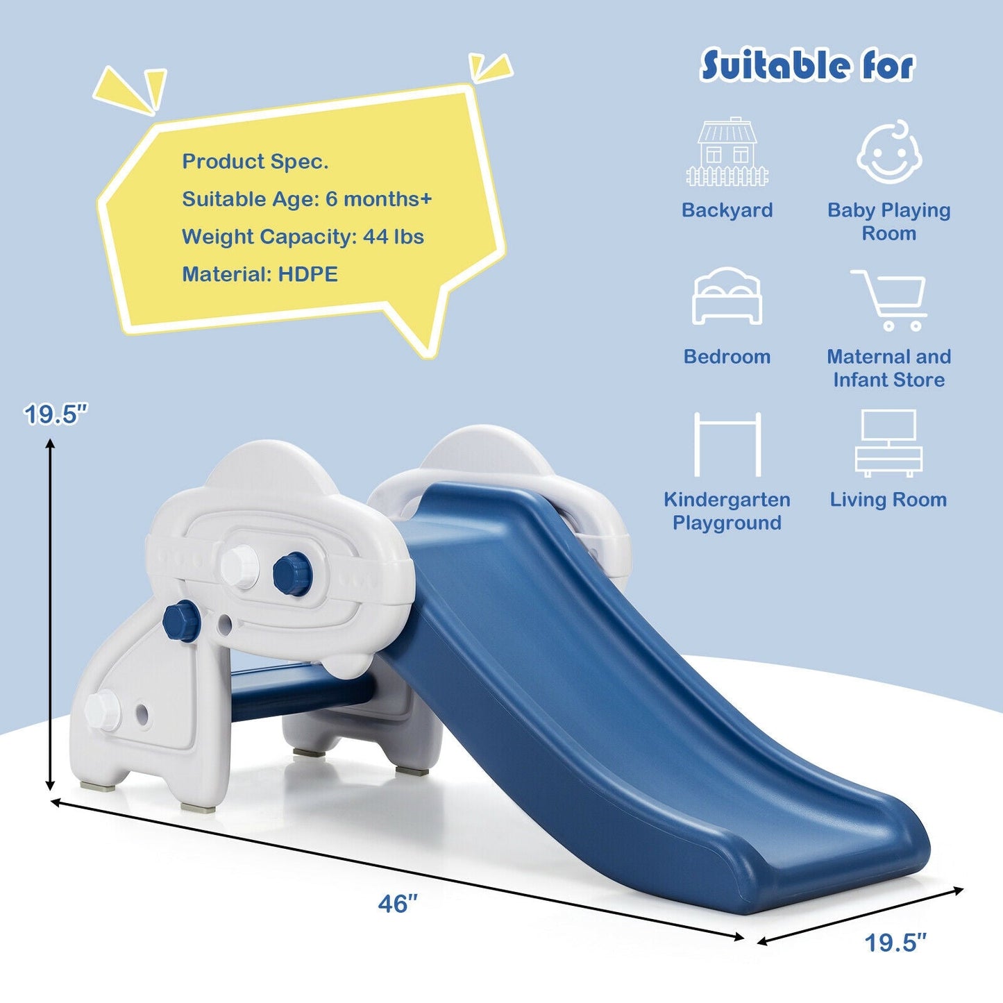 Freestanding Baby Mini Play Climber Slide Set with HDPE anf Anti-Slip Foot Pads