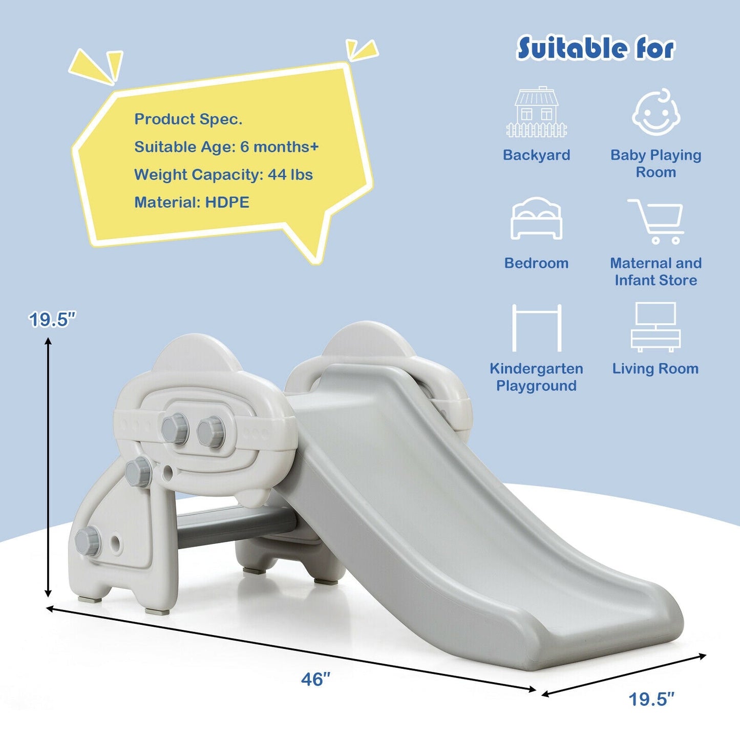 Freestanding Baby Mini Play Climber Slide Set with HDPE anf Anti-Slip Foot Pads