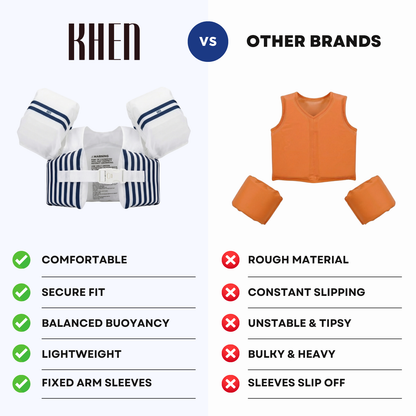 Floating Jackets with Sleeves for Pool or Beach | 1-3 Years | White & Blue