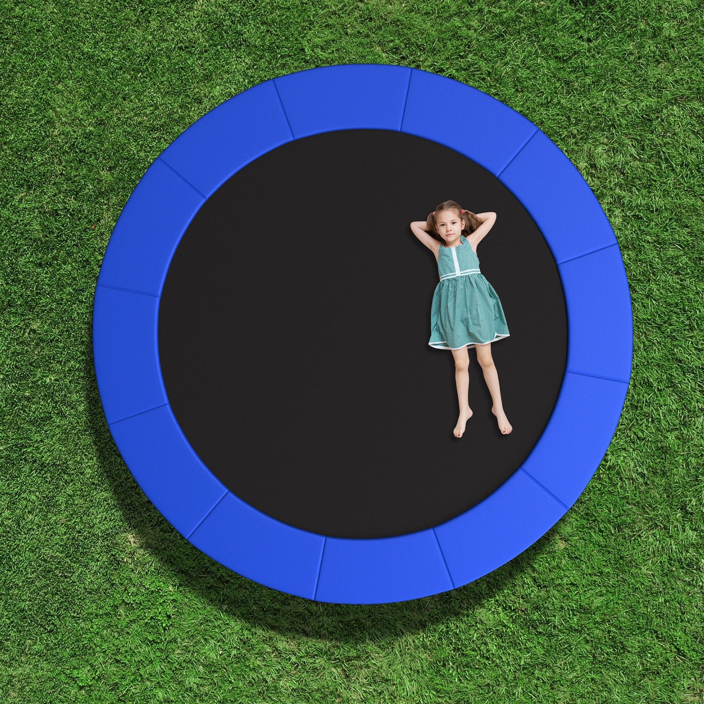 8-16 FT Trampoline Pad Replacement Safety Pad with Fixing Straps (Blue)