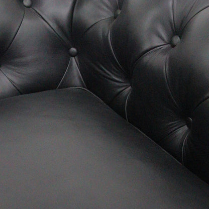 Belgravia Chesterfield Top Grain Leather Sofa with Tufted Back & Rolled Arms