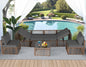 Ainfox Outdoor Patio Furniture Set, Wicker Sectional Conversation Set with Adjustable Backrest Sofa