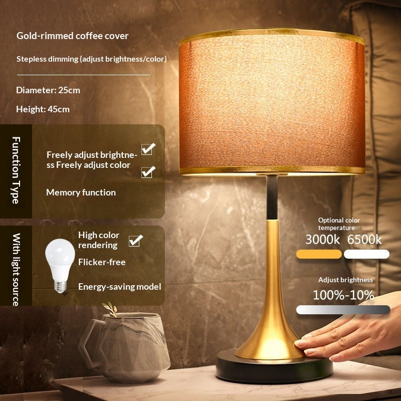 Modern Touch Sensor Dimming Luxury Living Room Simple Nordic LED Table Lamp Creative Simplicity Cloth Desk Light Indoor  Decorative Table Lamp Cute Study Lamps for Bedroom Décor