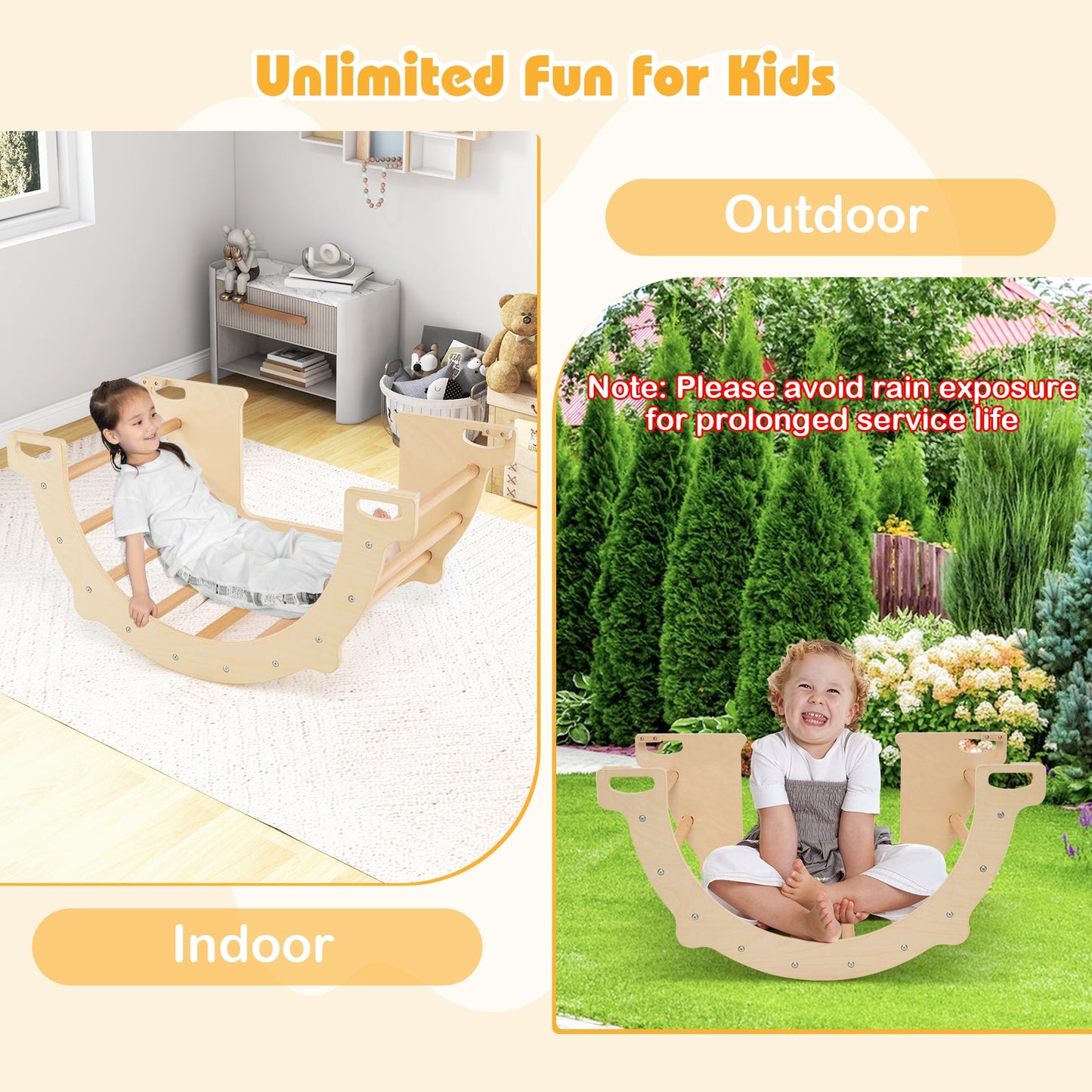 8 in 1 Climbing Arch Sensory Table with Collapsible Storage Bin for Kids-Natural