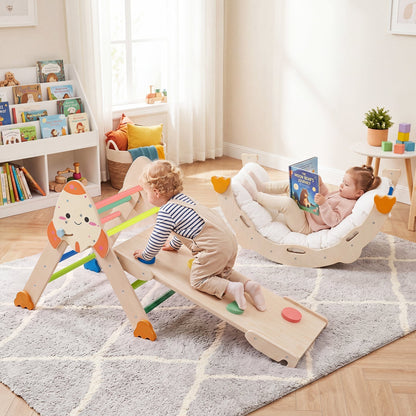 8-in-1 Foldable Climbing Set for Toddlers with Rocket Theme
