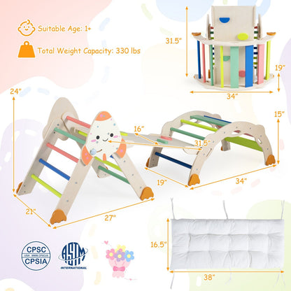 8-in-1 Foldable Climbing Set for Toddlers with Rocket Theme