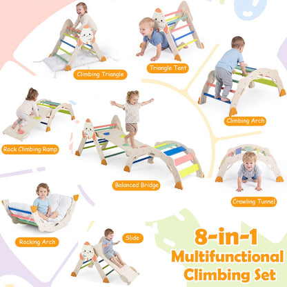 8-in-1 Foldable Climbing Set for Toddlers with Rocket Theme