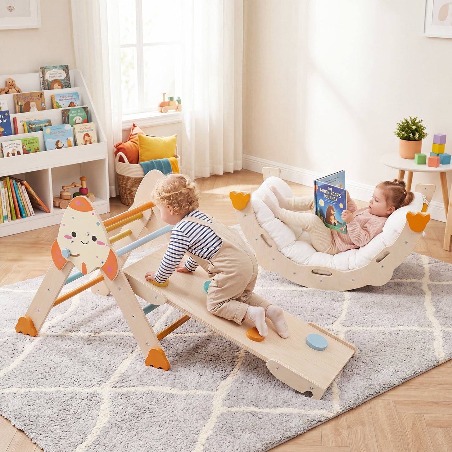 8-in-1 Foldable Climbing Set for Toddlers with Rocket Theme