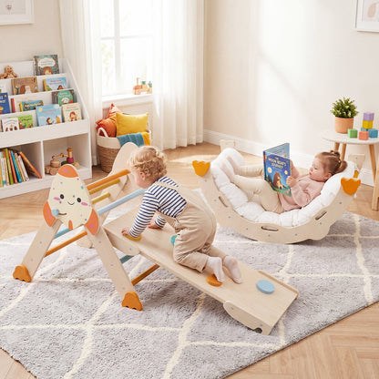 8-in-1 Foldable Climbing Set for Toddlers with Rocket Theme