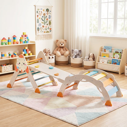 8-in-1 Foldable Climbing Set for Toddlers with Rocket Theme