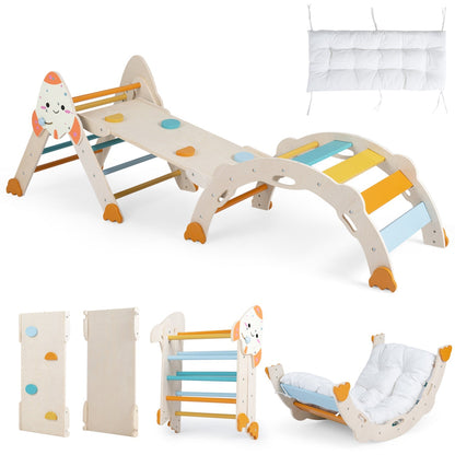 8-in-1 Foldable Climbing Set for Toddlers with Rocket Theme