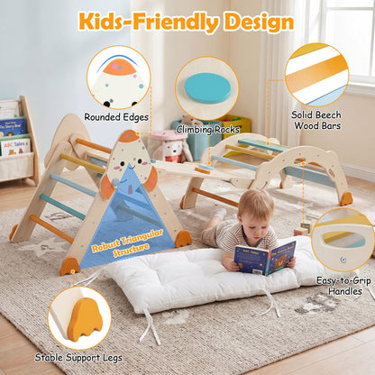 8-in-1 Foldable Climbing Set for Toddlers with Rocket Theme