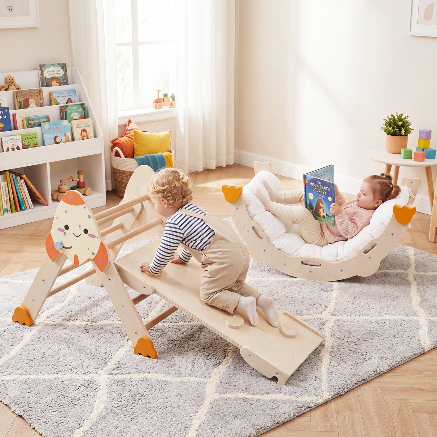 8-in-1 Foldable Climbing Set for Toddlers with Rocket Theme