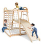 8-in-1 Jungle Gym Wooden Montessori Climber Playset with Slide and Monkey Bar for Kids 3-5 Years Old