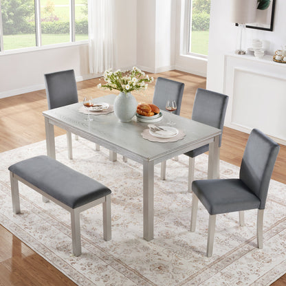 6 Piece Wooden Dining Table Set