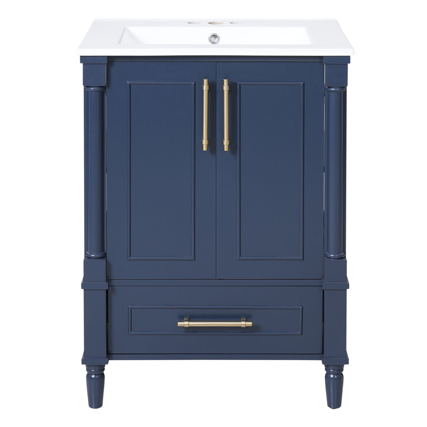 Bathroom Vanity With Ornate French Cylinder Legs, Soft Close Drawer