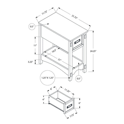 Accent End Table, 2 Tier, Narrow, Storage Drawer, Transitional - Walnut