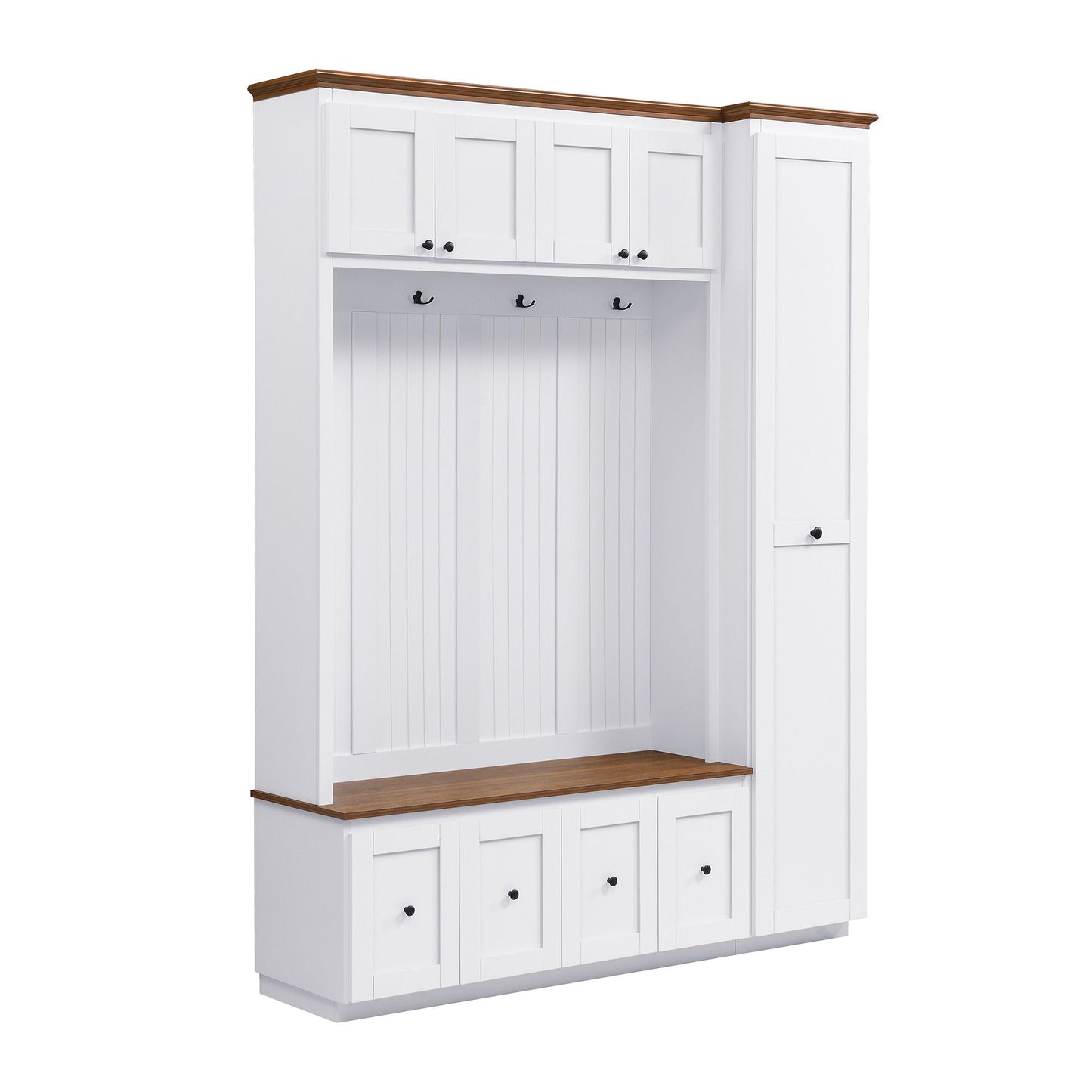 Entryway Hall Tree With Storage Bench, Coat Rack Shoe Bench With Cabinets