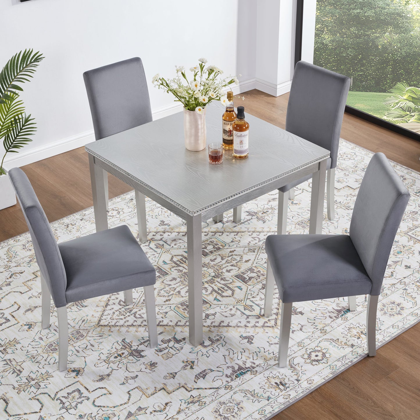 5 Piece Wooden Dining Table Set