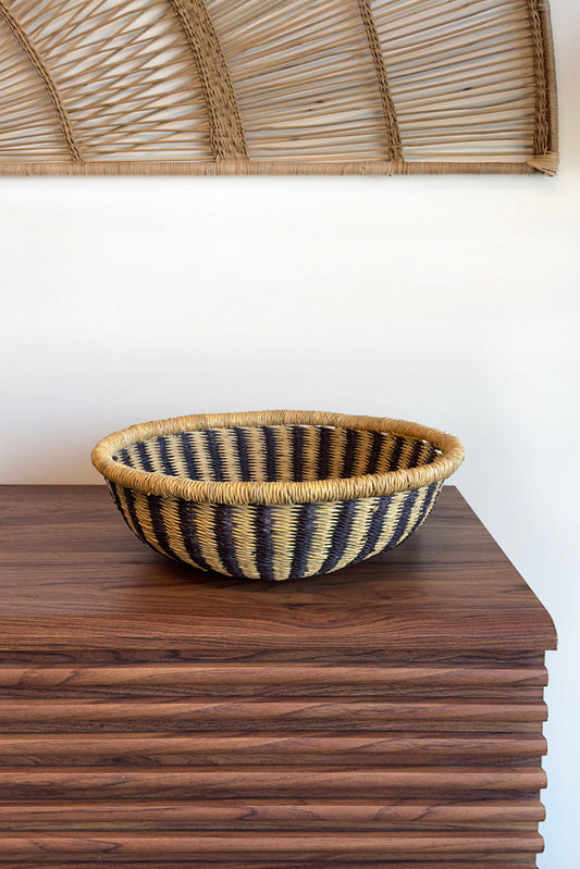Bolga Tray - Natural w/ Black Stripes