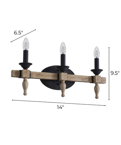 Glenwood 21"W 3-Light Aged Bronze and Distressed Oak Finish Bathroom Vanity Light Fixture
