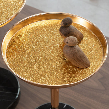 Adjustable Pedestal Side Table For Living Room - Gold / Black