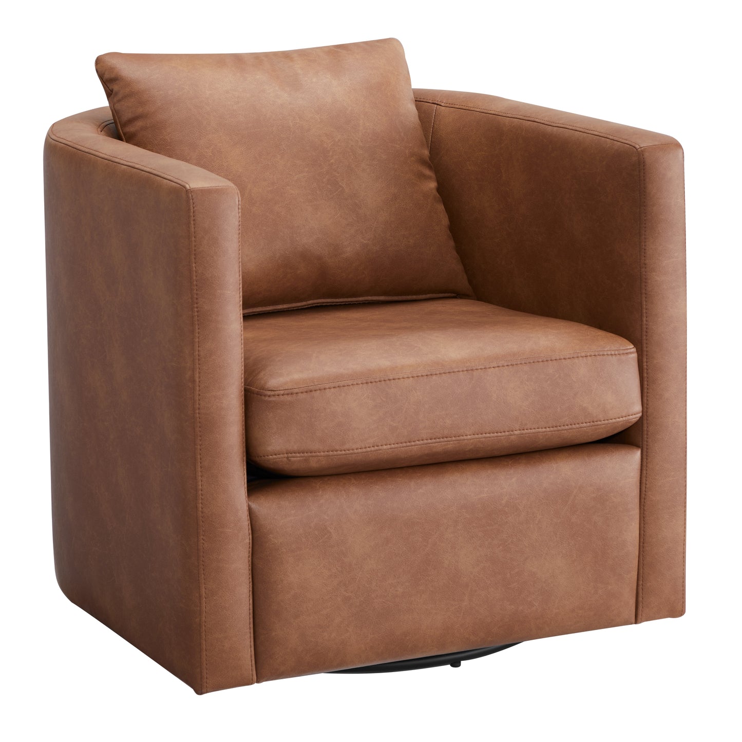 Sutton Saddle Faux Leather Swivel Barrel Chair