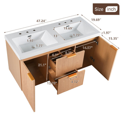 Modern Wall Mounted Bathroom Vanity, Soft Close Doors