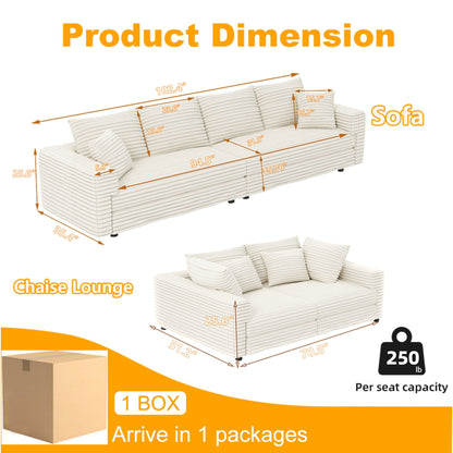 4 Seat Modern Comfy Upholstered Sofa Cloud Couch