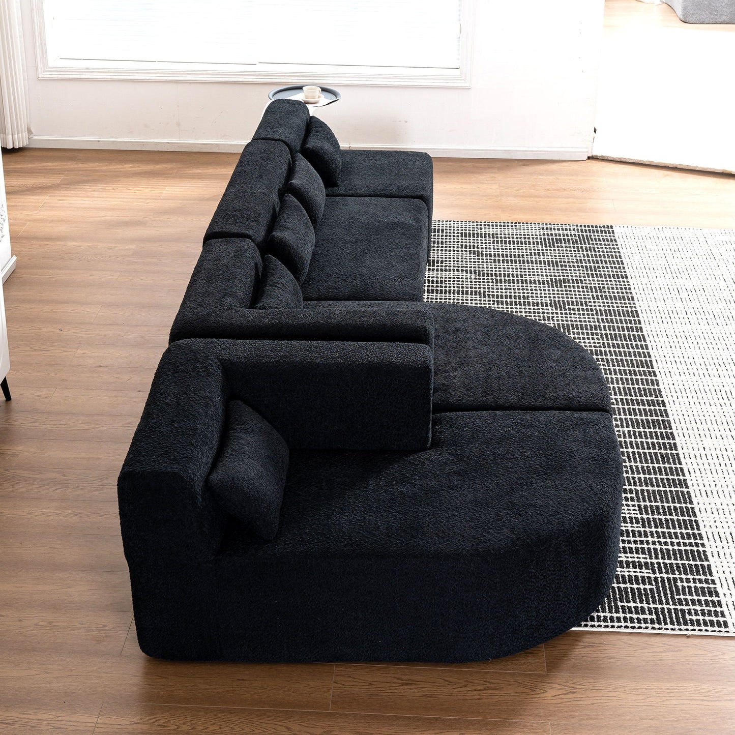 Upholstered Sofa Free Combined Sofa Couch With 2 Chaise Lounge And Five Back Pillows For Living Room