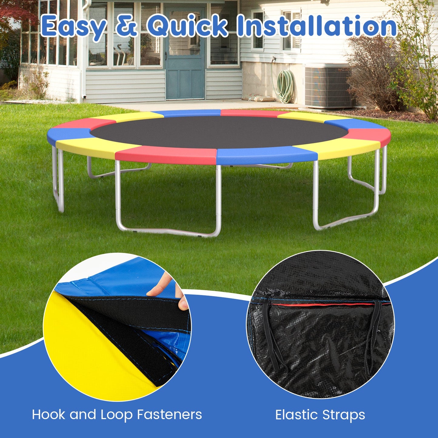 8-16 FT Trampoline Pad Replacement Safety Pad with Fixing Straps (Multicolor)