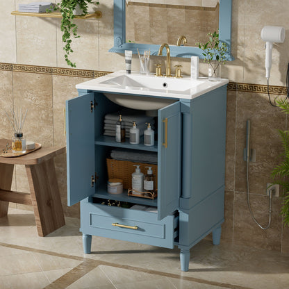 Bathroom Vanity With Ornate French Cylinder Legs, Soft Close Drawer