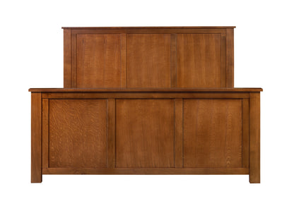 Mission Oak Storage Panel Bed with Three Drawers: MC stain