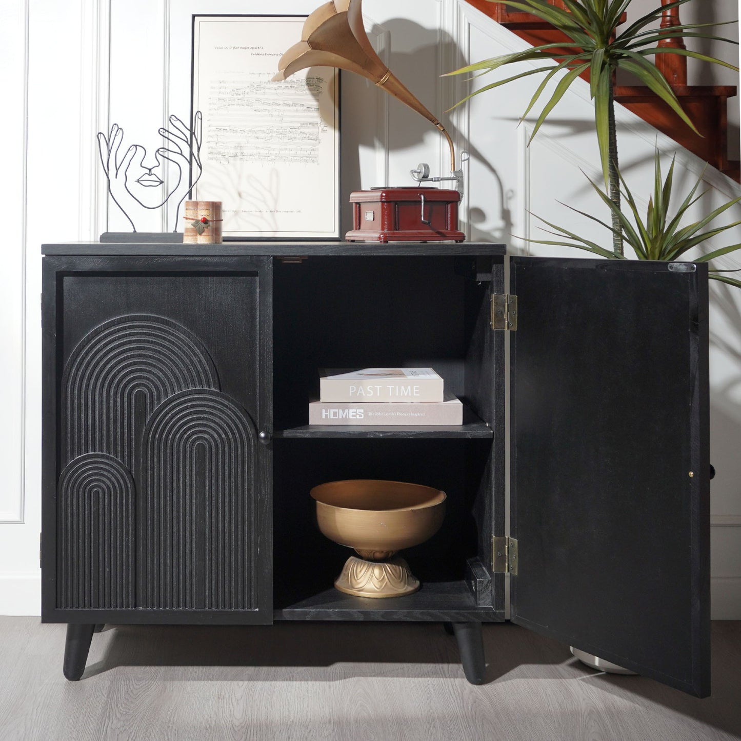 2 Door Accent Cabinet Storage Cabinet With Adjustable Shelf - Black