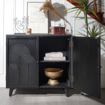 2 Door Accent Cabinet Storage Cabinet With Adjustable Shelf - Black
